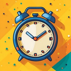 Obraz premium A Colorful Alarm Clock Illustration Against a Bright Yellow Background