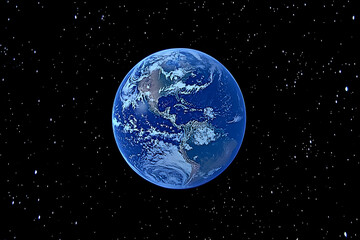 Obraz premium Earth, a vibrant blue marble in the vast cosmic expanse.