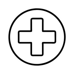 Obraz premium Medical plus sign healthcare cross hospital clinic emergency aid symbol pharmacy first aid outline icon
