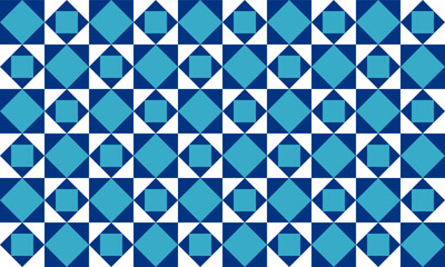 blue and white diamond, square triangle, patchwork pattern repeat seamless design for fabric printing design, with border background 
