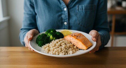 Serving Salmon with Rice and Broccoli for a Nutritious Meal