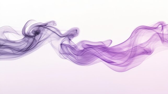 Delicate purple smoke wisps gracefully curve across a light background.