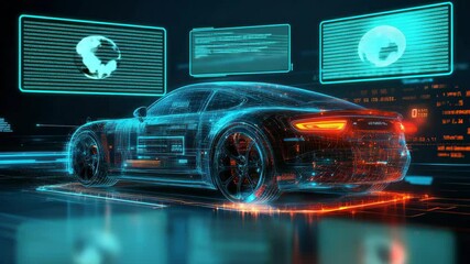 Futuristic car model, digital rendering, connected car. - Powered by Adobe
