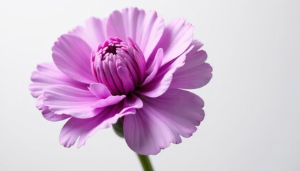 Obraz premium Close-up of a single purple carnation, isolated on white , greeting card, detail, purple carnation
