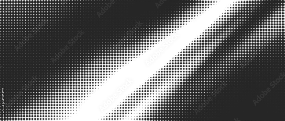 Poster An abstract portrayal of contrasting wave and wavy patterns in black and white featuring gradient textures and stochastic elements on a dynamic background with halftone effects .