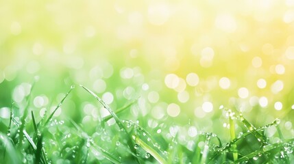 Obraz premium Delicate dew-kissed grass in soft morning light.