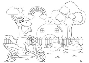 Coloring Horse Animal Cartoon For Kids