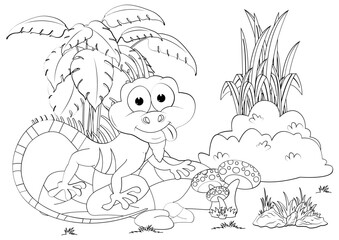 Coloring Iguana Animal Cartoon For Kids