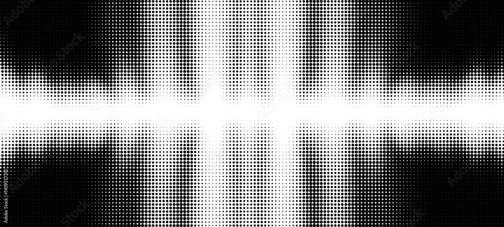 Poster Dynamic Line Overlay: Halftone Dots and Grungy Digital Background Effect for Retro Comic Style Graphics and Vintage Design in Black and White.