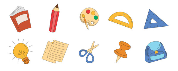 Set of school supplies illustration