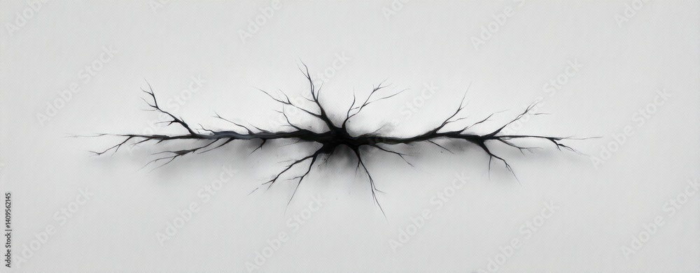 Aufkleber Abstract black crack texture design element isolated on white background perfect for backgrounds and graphic design projects.