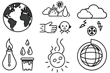 global warming effe rising sea levels line art