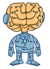 Cute  Ai robot character cartoon. vector illustration