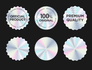 Hologram sticker and labels for official product guarantee and premium quality 100 percent genuine holographic seal 