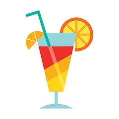 Tropical Citrus Cocktail Glass with Fruit Slice Colorful Beverage Art  