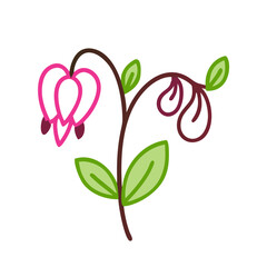 Simple Bleeding Heart Flower Illustration on Black Background