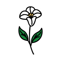 Minimalistic flower and leaves icon against black background