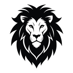 Fototapeta premium Mighty Lion Head Silhouette Bold Fierce Wildlife Portrait Minimalist Design 