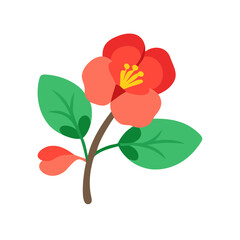 Red flower on stem illustration with dark background