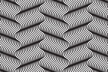 Fototapeta premium Vector seamless texture. Modern geometric background. Grid with wavy lines. 