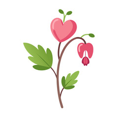 Bleeding Heart Flower Illustration on Black Background - Vector