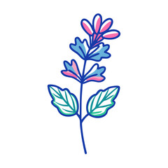 Bright Floral Illustration on Black Background, Hand Drawn Style