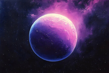 Obraz premium Cosmic orb bathed in vibrant nebulae light.
