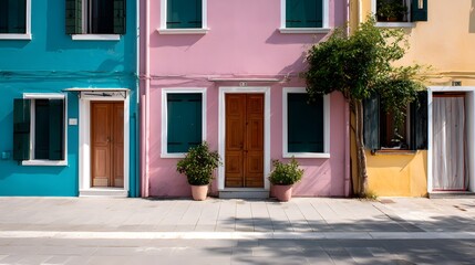 colorful houses in a small village. Generative AI