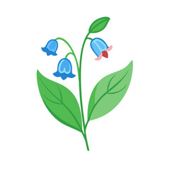 Cartoon Bluebell Flower Illustration on a Black Background