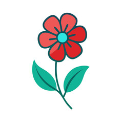 Simple Red Flower Illustration on a Black Background