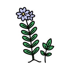 Stylized blue flower illustration on a black background