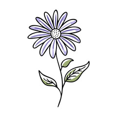 Minimalist Purple Flower on Black Background Illustration Artwork