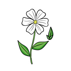 Dark Floral Illustration with Green Leaves on Black