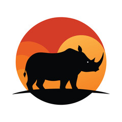 Modern Geometric Rhinoceros Vector Art Minimalist Animal Silhouette Design Minimalist Vector Art Black Rhinoceros Silhouette Geometric Wildlife Illustration
