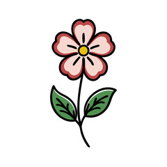 Simple Flower Illustration with Black Background and Pink Petals