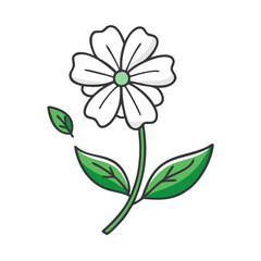 Elegant Black Flower with Green Accent Illustration Design