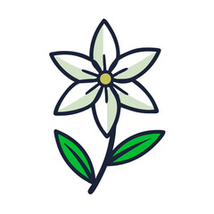 Simple six-petal flower illustration on a black background