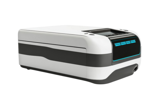 Sleek white medical device advanced technology digital display modern on transparent background