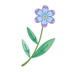 Cute Purple Flower Illustration on Black Background Isolated