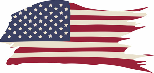 Torn American Flag Graphic Illustration. Vector Image