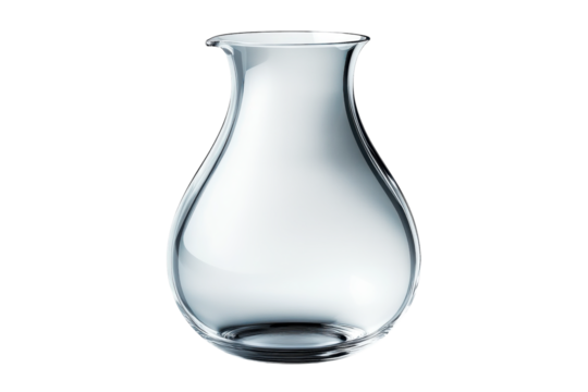 Elegant glass carafe pear shaped design clear glass studio shot isolated on transparent background