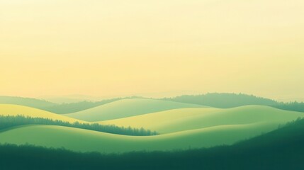 Naklejka premium Gentle, rolling hills bathed in soft, pastel light.