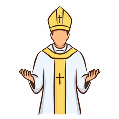 Fototapeta premium Religious Leader in Vestments with Mitre. Vector Image