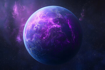 A vibrant, otherworldly view of a planet.