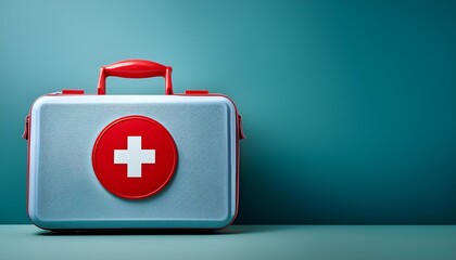 Obraz premium 必要な時だけ姿を現す、そんな存在。マットな背景に溶け込む救急キットが語るのは、見えない安心と備えの意識