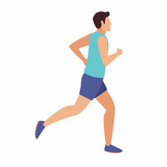 Man Jogging in Athletic Wear Side Profile. Vector Image