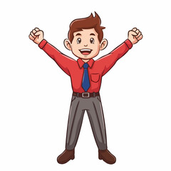 Fototapeta premium Happy businessman celebrating success with arms raised. Vector Image