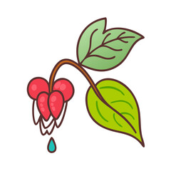 Bleeding Heart Flower Vector Illustration on Black Background