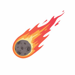 Fiery Meteoroid Falling Through Space. Vector Image