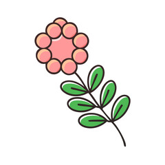 Cute cartoon flower illustration on a black background